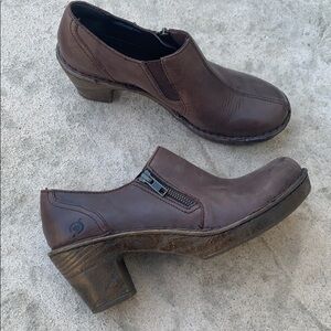 Born Madigan Brown Leather Heel Zip Bootie Size 9